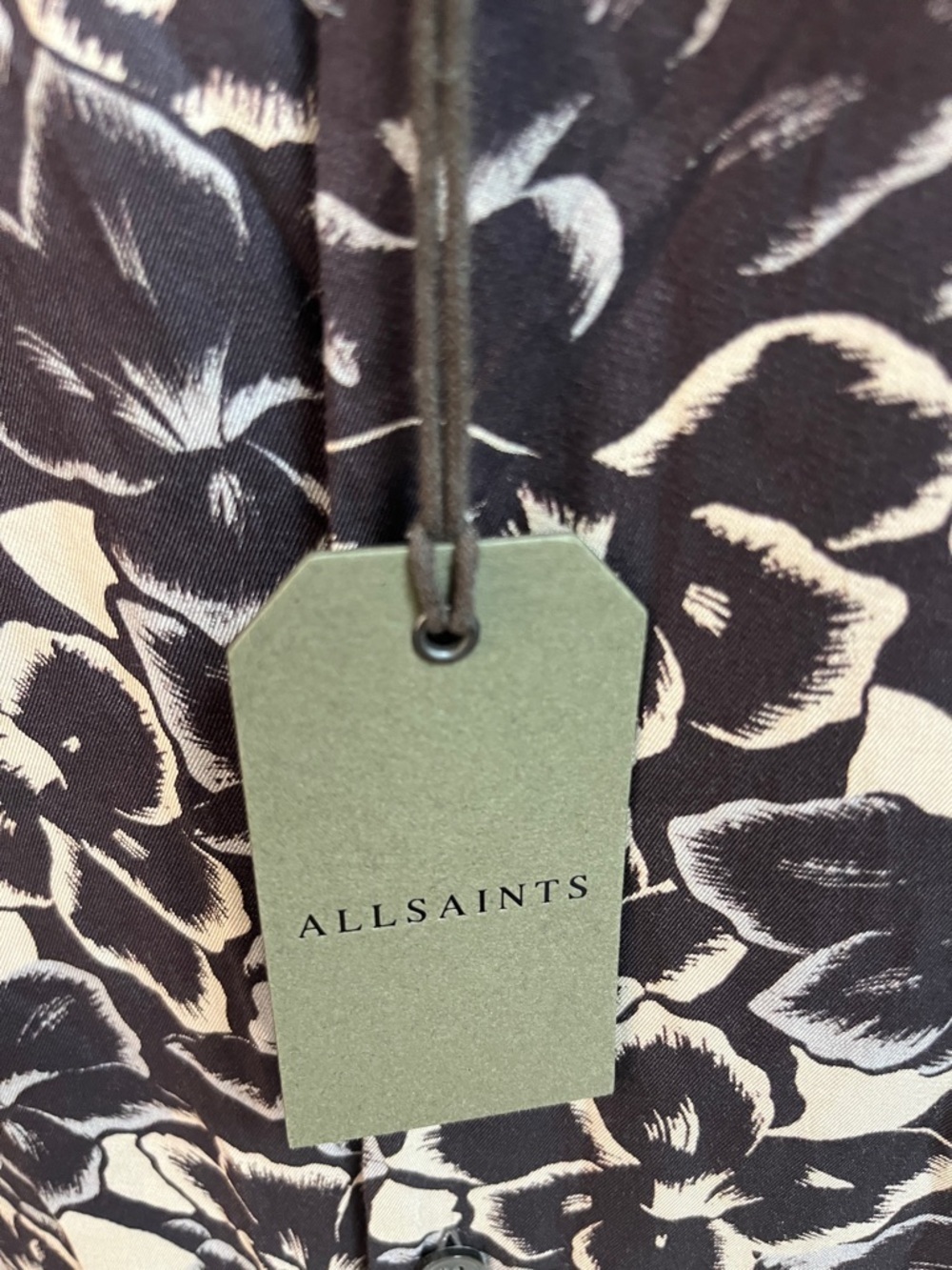 All Saints Tiergarten Men’s Floral Button-Down Shirt - Black & Cream - Picture 2 of 6